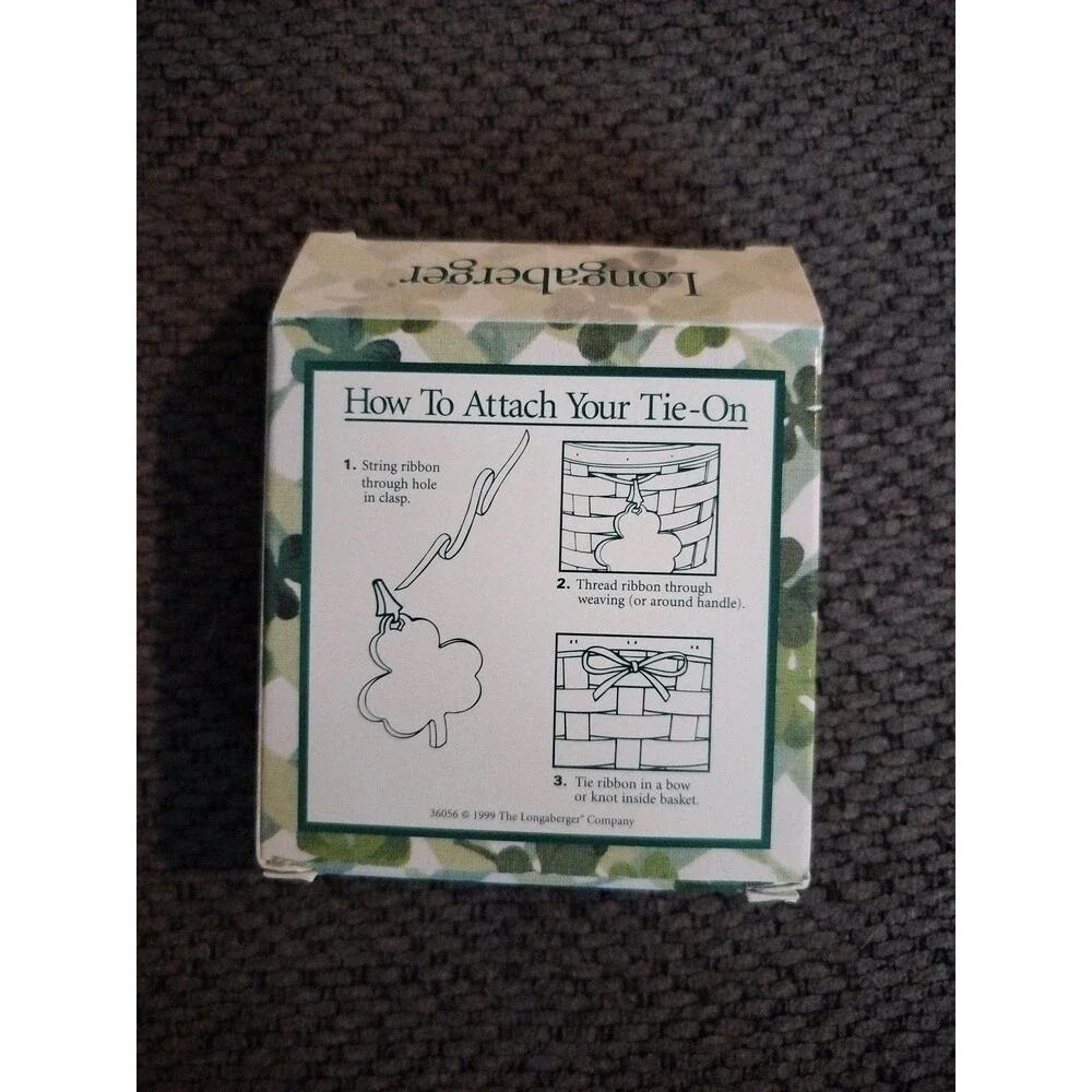 New Vintage Longaberger Lots of Luck Basket Liner And Tie On Charm 1998 NIP